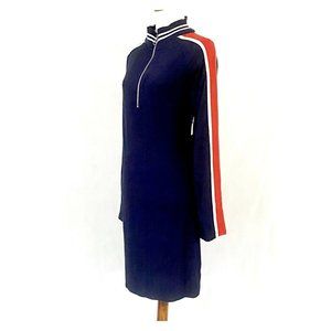 VENUS Navy Dress with Red and White Stripes